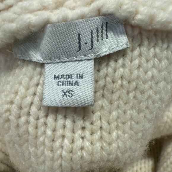 J. Jill Wool Blend Shawl Collar Cardigan Sweater XS Cream Preppy Quiet Luxury - Picture 7 of 10